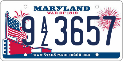 MD license plate 9AZ3657