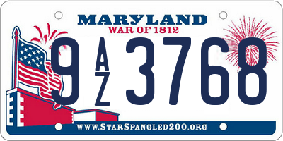 MD license plate 9AZ3768