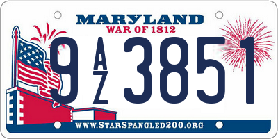 MD license plate 9AZ3851