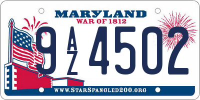 MD license plate 9AZ4502