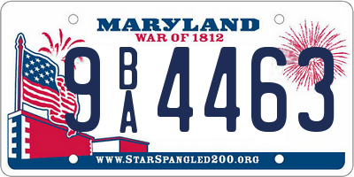 MD license plate 9BA4463