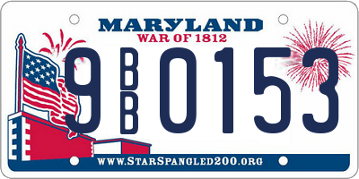 MD license plate 9BB0153