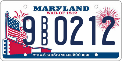 MD license plate 9BB0212