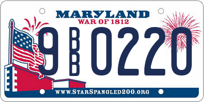 MD license plate 9BB0220