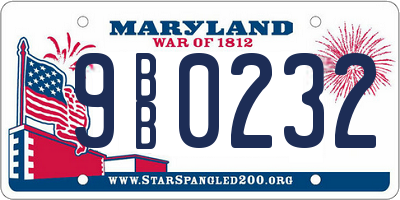 MD license plate 9BB0232
