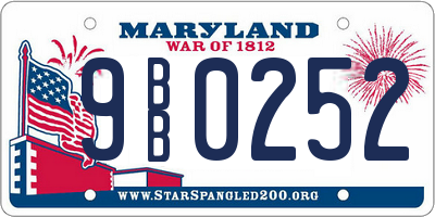 MD license plate 9BB0252