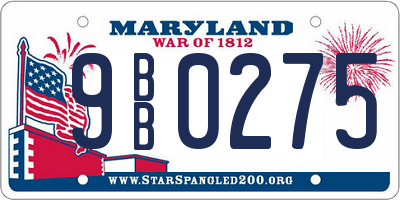 MD license plate 9BB0275