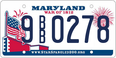 MD license plate 9BB0278