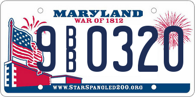 MD license plate 9BB0320