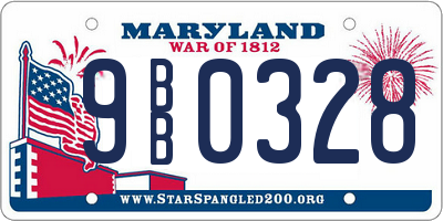 MD license plate 9BB0328