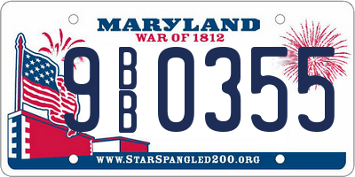 MD license plate 9BB0355