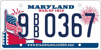 MD license plate 9BB0367
