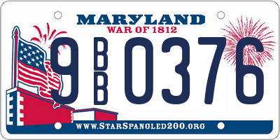 MD license plate 9BB0376
