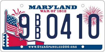 MD license plate 9BB0410