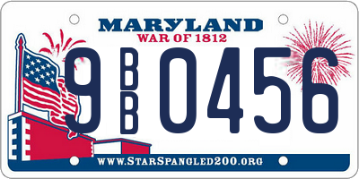 MD license plate 9BB0456
