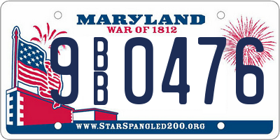 MD license plate 9BB0476