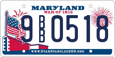 MD license plate 9BB0518