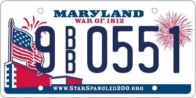 MD license plate 9BB0551