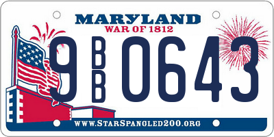MD license plate 9BB0643