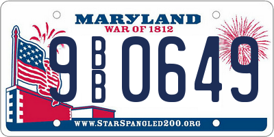 MD license plate 9BB0649
