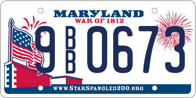 MD license plate 9BB0673