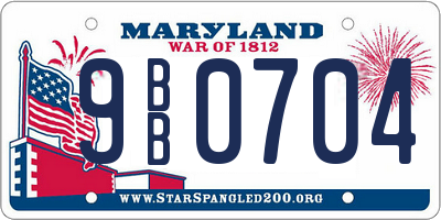 MD license plate 9BB0704