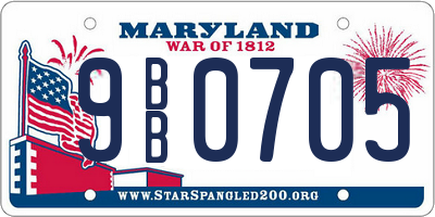 MD license plate 9BB0705