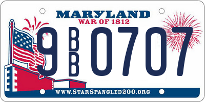 MD license plate 9BB0707