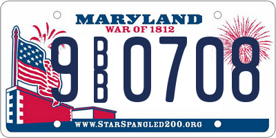 MD license plate 9BB0708
