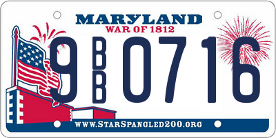 MD license plate 9BB0716