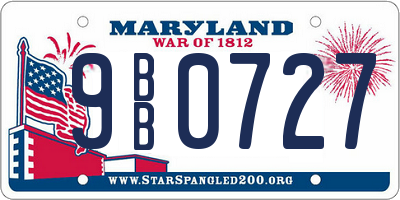 MD license plate 9BB0727