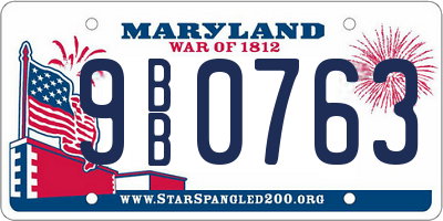 MD license plate 9BB0763