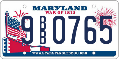 MD license plate 9BB0765