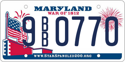 MD license plate 9BB0770