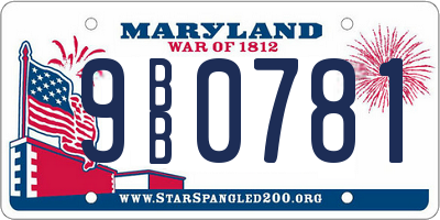 MD license plate 9BB0781