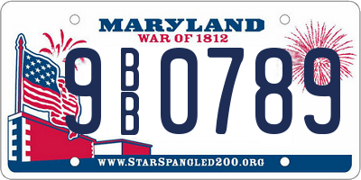 MD license plate 9BB0789