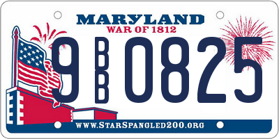 MD license plate 9BB0825