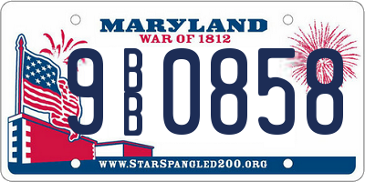 MD license plate 9BB0858