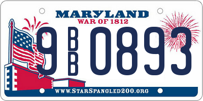 MD license plate 9BB0893