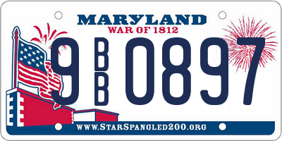 MD license plate 9BB0897