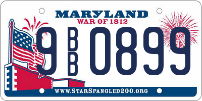 MD license plate 9BB0899