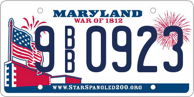 MD license plate 9BB0923