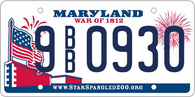MD license plate 9BB0930