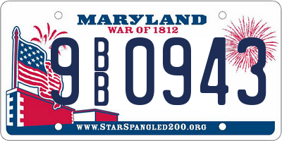 MD license plate 9BB0943