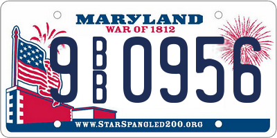 MD license plate 9BB0956