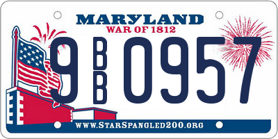 MD license plate 9BB0957