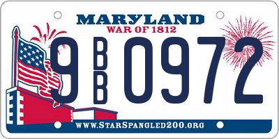MD license plate 9BB0972