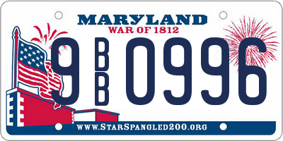 MD license plate 9BB0996