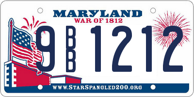 MD license plate 9BB1212
