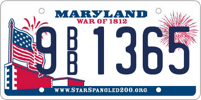 MD license plate 9BB1365